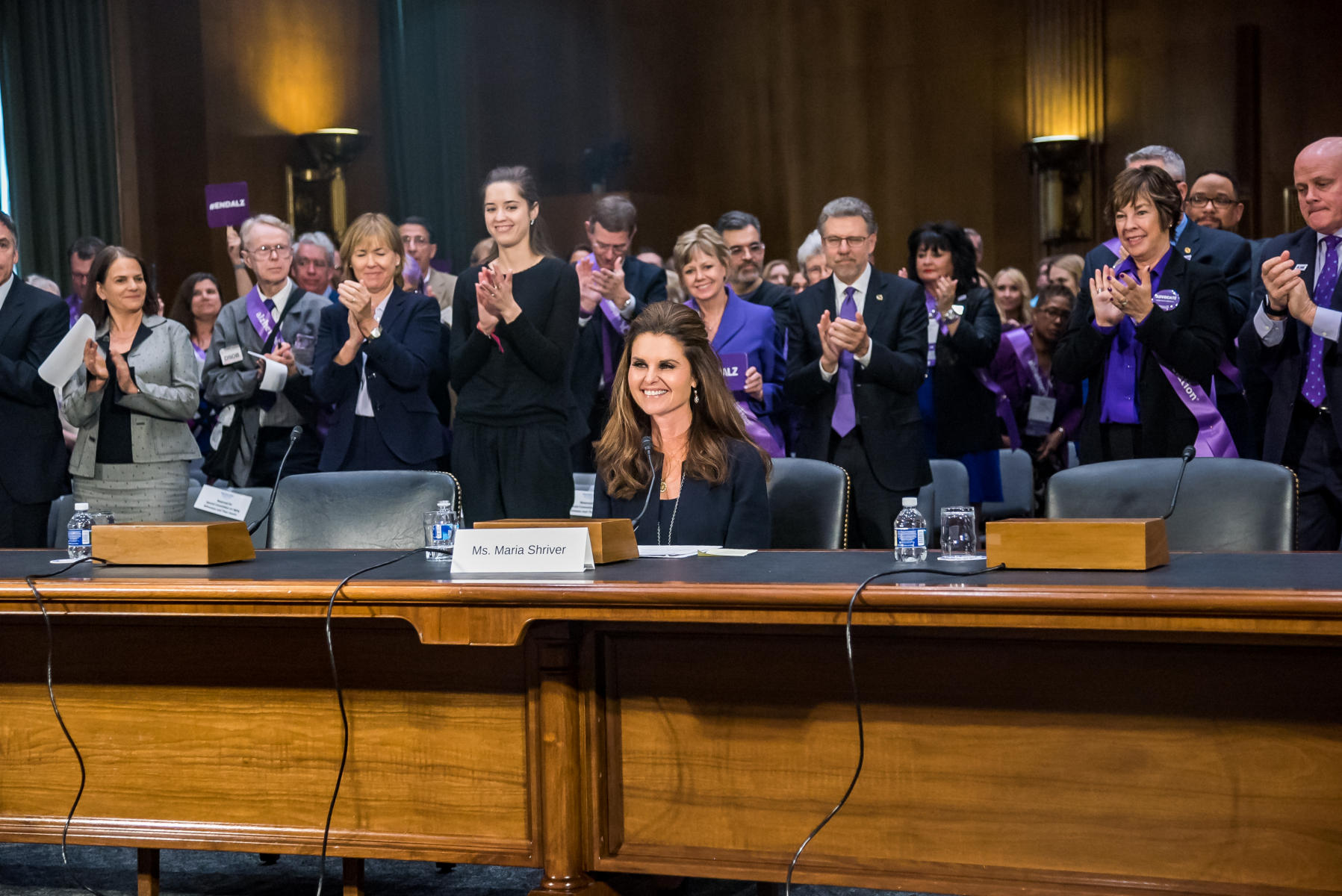 Maria Shriver testifying before a Senate Committee